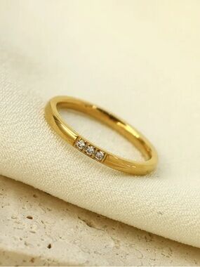 Minimalist Gold-Toned Trilogy Band Ring